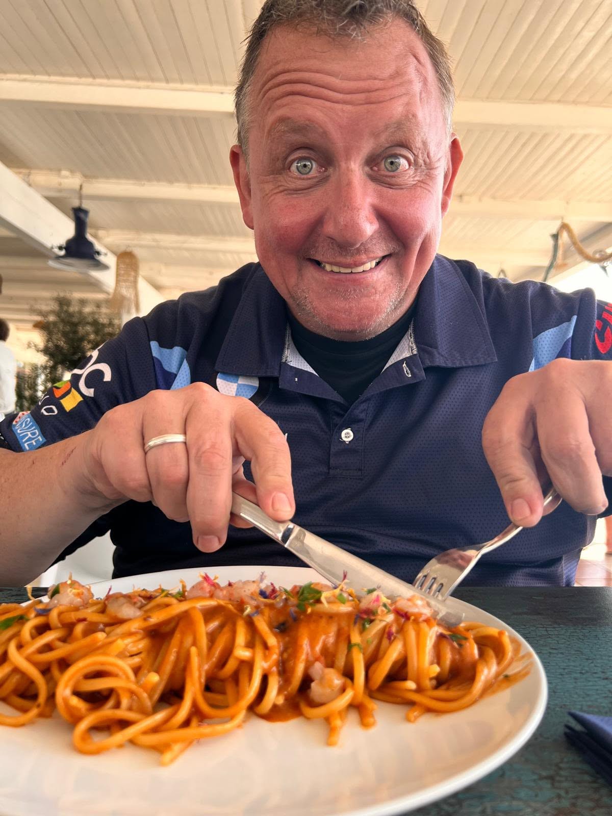 Spaghetti beim Mittagessen in Kalabrien
